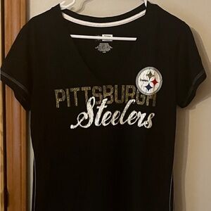 NFL Black and Gold Pittsburgh Steelers Women's Short Sleeve Tee